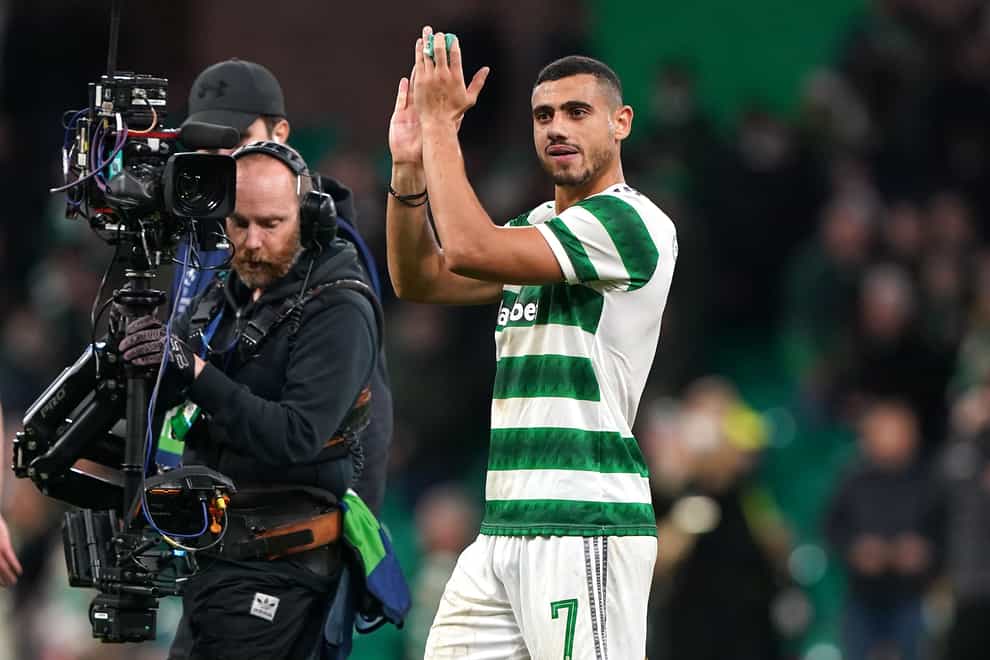 Giorgos Giakoumakis is still a Celtic player for now (Andrew Milligan/PA)
