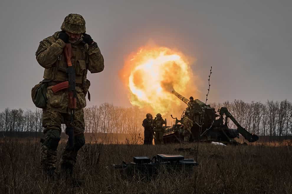 Ukrainian soldiers fire a Pion artillery system at Russian positions near Bakhmut, Donetsk region (AP Photo/LIBKOS, File)