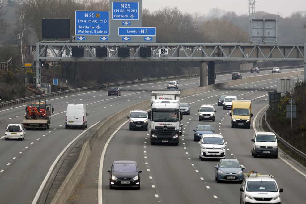 Up to one in 10 drivers risk being fined for ignoring lane closed signs on motorways, new figures suggest (Steve Parsons/PA)