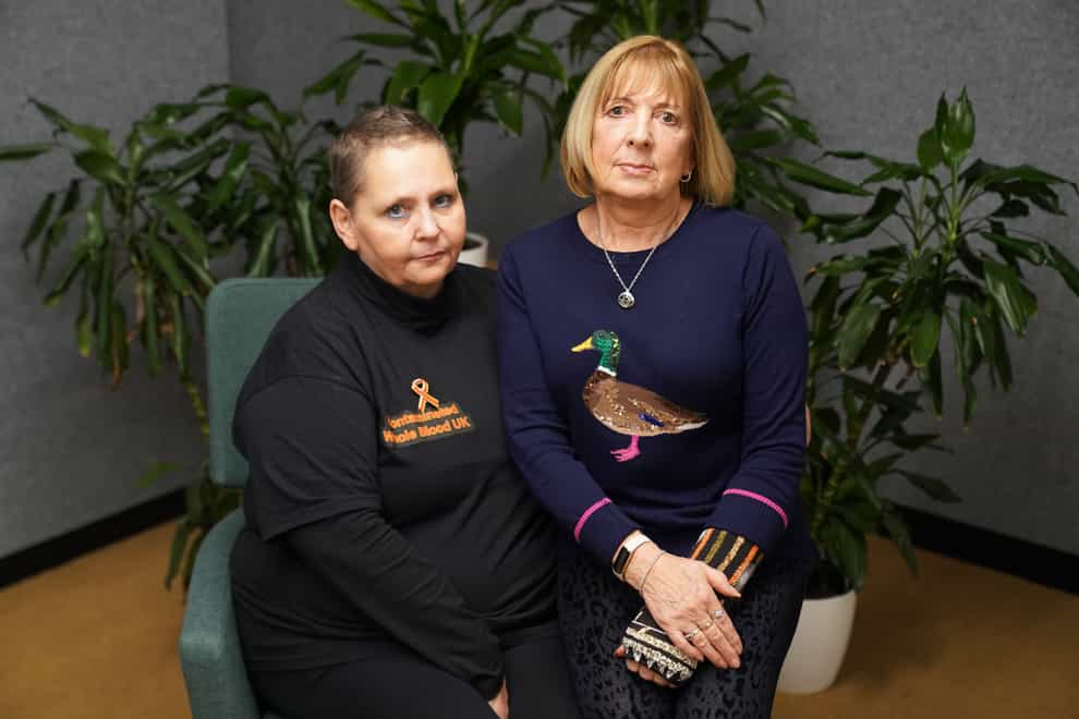 Michelle Tolley and Sue Wathen were both infected with Hepatitis C after receiving contaminated blood transfusions (Kirsty O’Connor/PA)