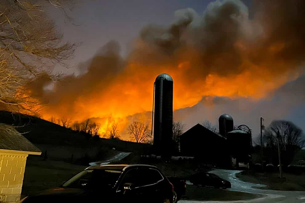 The train fire in Ohio (Melissa Smith via AP)