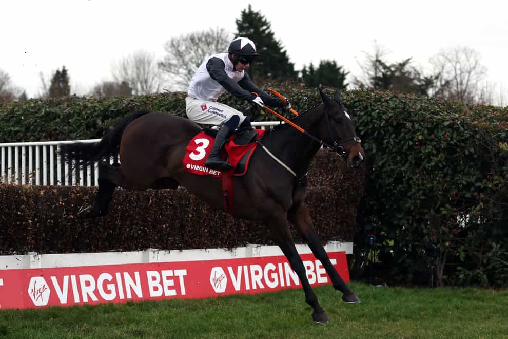 Gerri Colombe ridden by Jordan Gainford on their way to winning the Virgin Bet Scilly Isles Novices’ Chase at Sandown Park, Surrey. Picture date: Saturday February 4, 2023. (Steven Paston/PA)