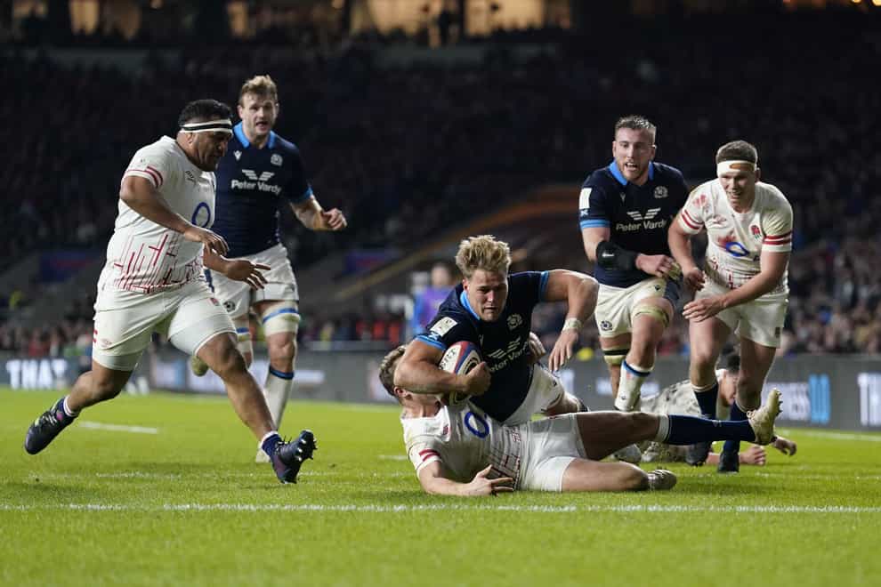 Duhan van der Merwe’s second try of the match proved decisive for Scotland (Andrew Matthews/PA)