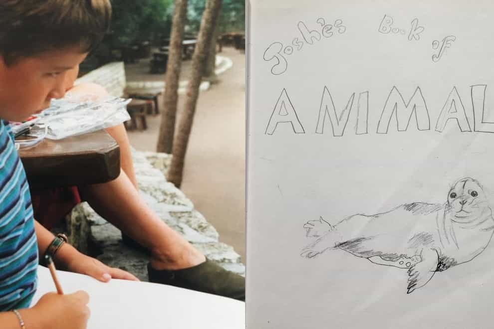Josh began working on his animal book when he was nine in 2001, finishing it in 2023 (Kathryn Gabbatiss/Josh Gabbatiss/PA)