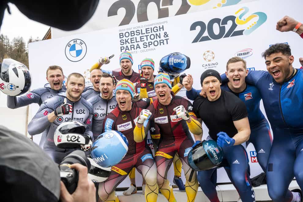 Pilot Brad Hall and his team became the first British quartet in 84 years to claim a world championship medal in four-man bobsleigh (Mayk Wendt/AP)