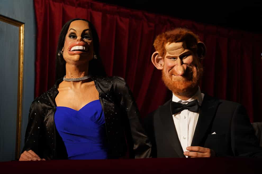 Harry and Meghan make stage debut as gruesome puppets in Spitting Image show (Birmingham Rep/PA)