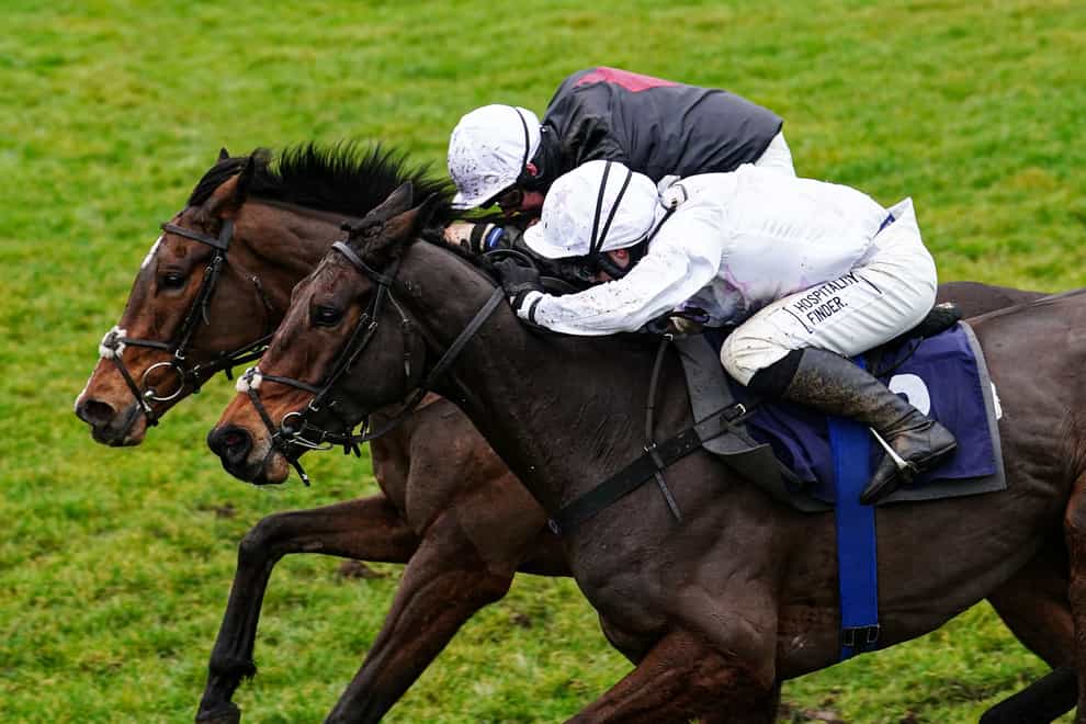 Saint Davy ridden by Jonjo O’Neill Jr. (right) wins the Coral Bet Bundles Maiden Hurdle in a photo finish on Coral Welsh Grand National day at Chepstow Racecourse, Monmouthshire. Picture date: Tuesday December 27, 2022. (David Davies/PA)