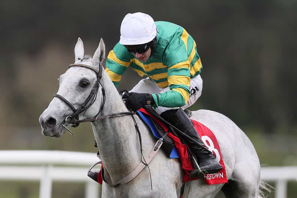 Elimay ridden by Mark Walsh clears the last on the way to winning the Louis Fitzgerald Hotel Hurdle during day two of the Punchestown Festival at Punchestown Racecourse, County Kildare, Ireland.