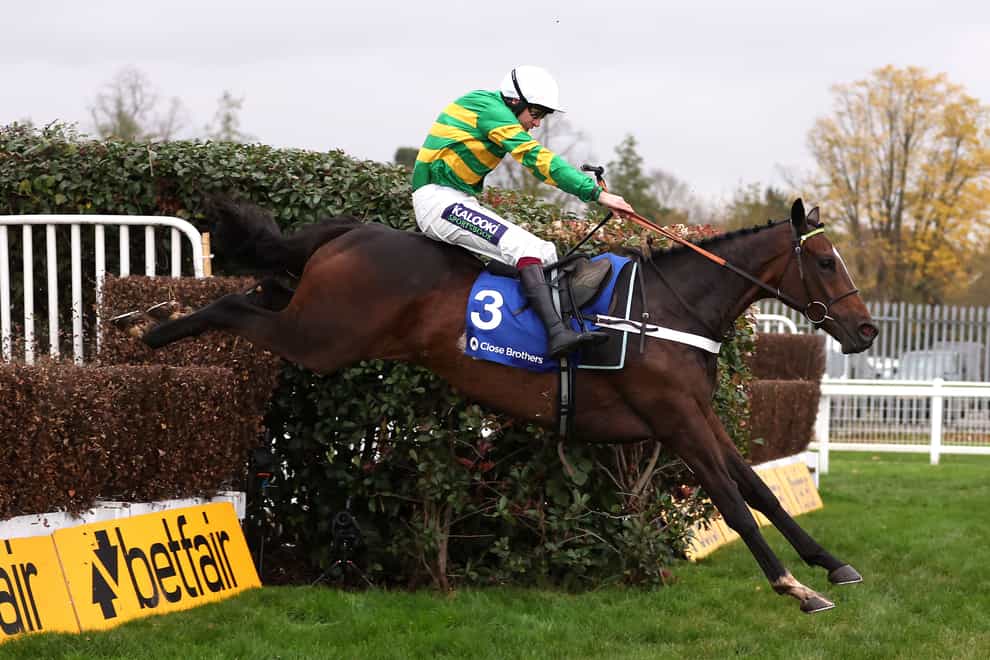 Jonbon ridden by jockey Aidan Coleman on their way to winning the Close Brothers Henry Viii Novices’ Chase during day two of The Betfair Tingle Creek Festival at Sandown Park Racecourse, Esher. Picture date: Saturday December 3, 2022.