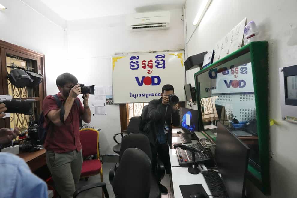 Cambodia’s Prime Minister Hun Sen ordered independent radio station Voice of Democracy to shut down for publishing an article he said slandered his son (Heng Sinith/AP)