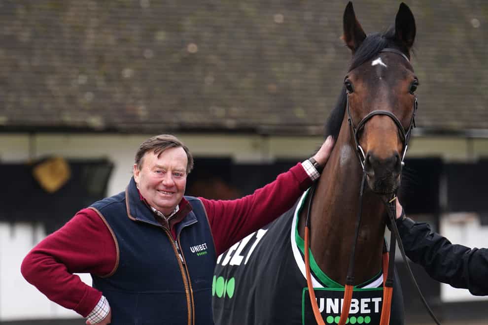 Trainer Nicky Henderson and Marie’s Rock (David Davies/PA)