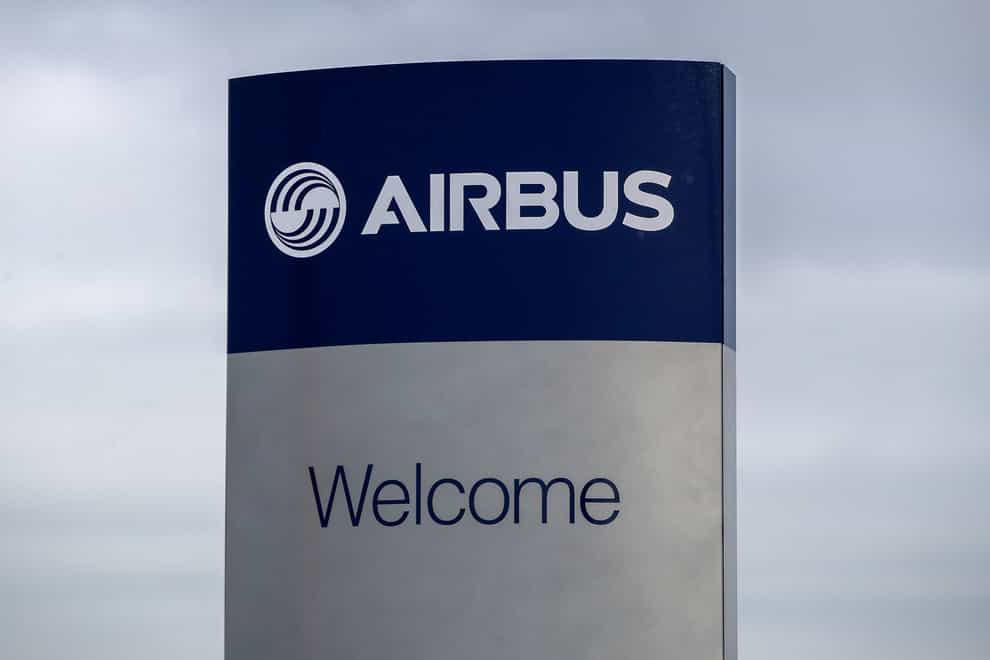 An Airbus sign at the wing assembly factory in Broughton, North Wales (Peter Byrne/PA)