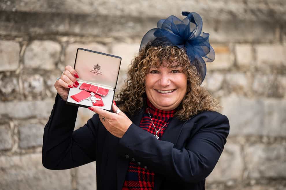 Tina Leslie after being made a Member of the Order of the British Empire (Aaron Chown/PA)