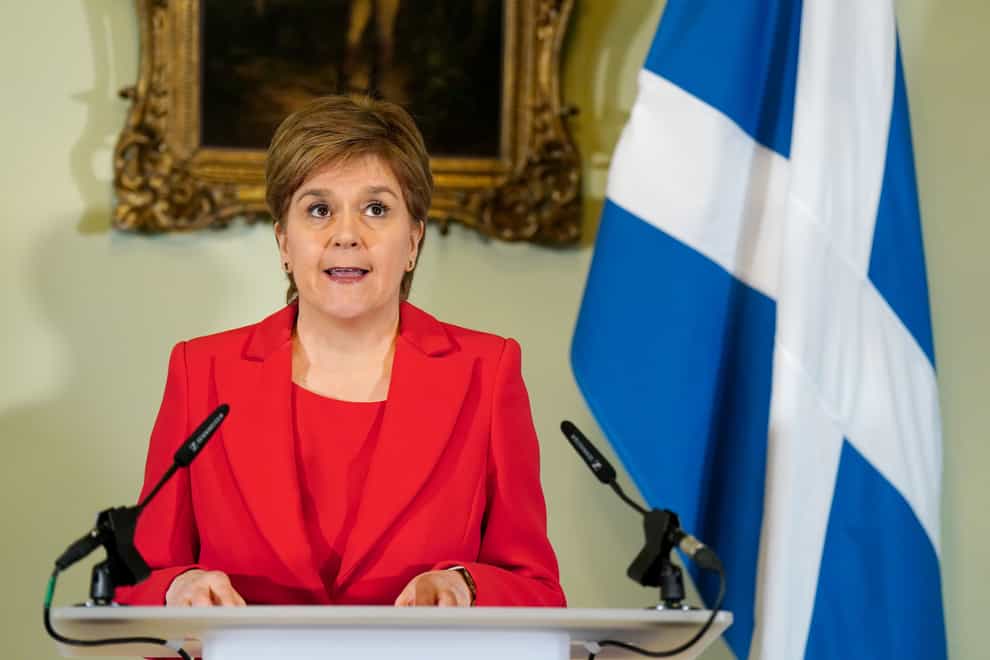 First Minister Nicola Sturgeon speaking during a press conference at Bute House in Edinburgh where she has announced that she will stand down as First Minister of Scotland after eight years. (Jane Barlow/PA)