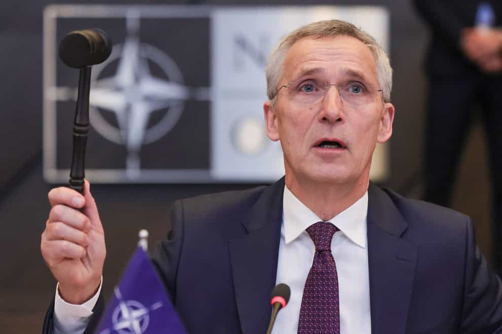 Nato secretary general Jens Stoltenberg opens the North Atlantic Council round table meeting of Nato defence ministers at Nato headquarters in Brussels (Olivier Matthys/AP)
