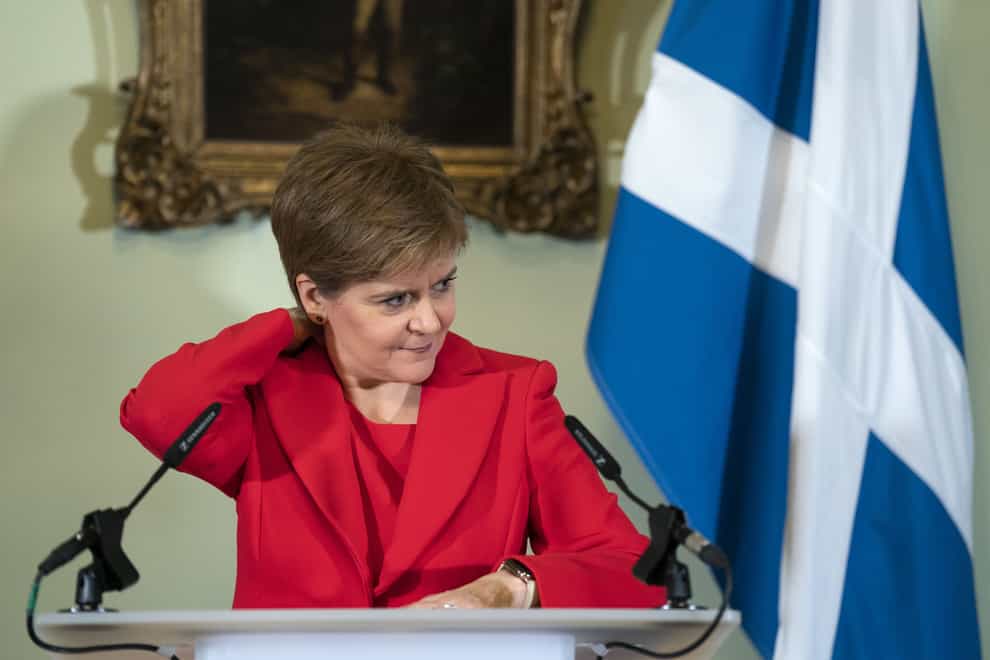First Minister Nicola Sturgeon speaking during a press conference where she announced she will stand down as First Minister of Scotland (Jane Barlow/PA)