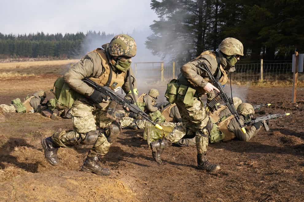 Ukrainian soldiers being trained in Northern England (Owen Humphreys/PA)
