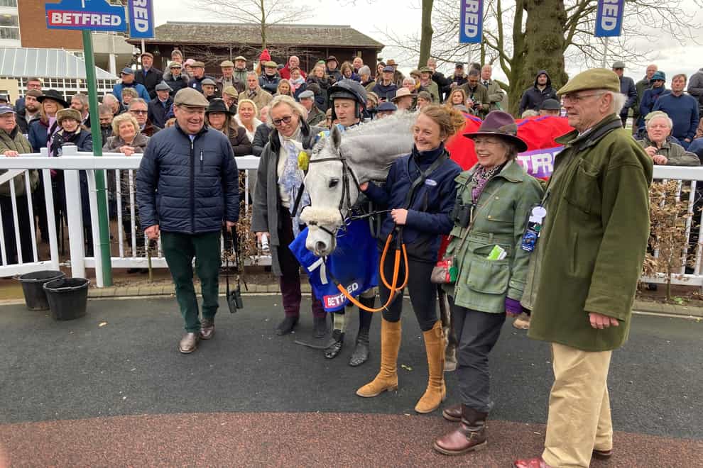 Wakool with connections in the Haydock winner’s enclosure (Ashley Iveson/PA)
