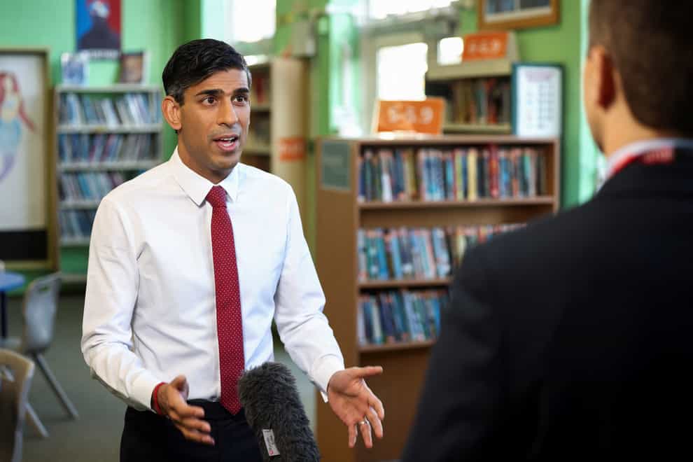 Prime Minister Rishi Sunak speaks to the media during a visit to Harris Academy at Battersea, south-west London. Picture date: Friday January 6, 2023.