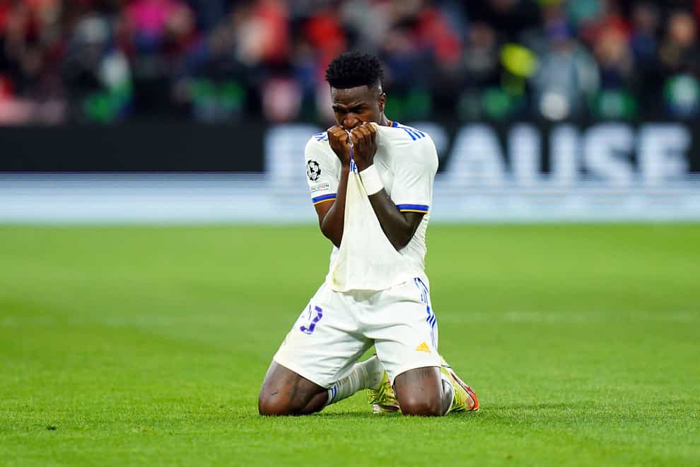 Vinicius Junior reacts after the final whistle of the Champions League final in Paris (Adam Davy/PA)