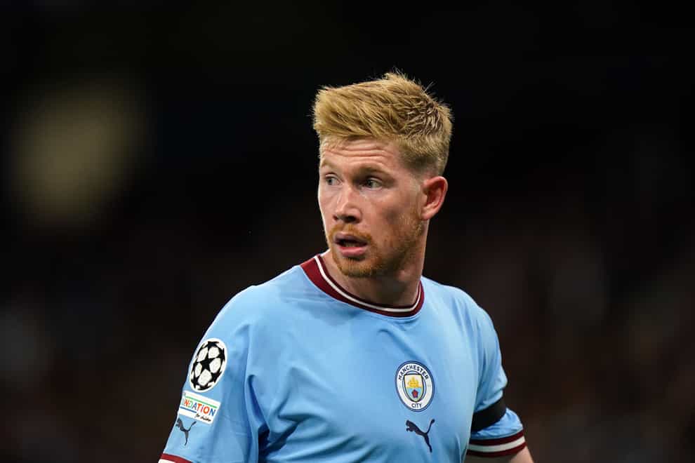 Manchester City are without Kevin De Bruyne for their Champions League game at RB Leipzig (Tim Goode/PA)