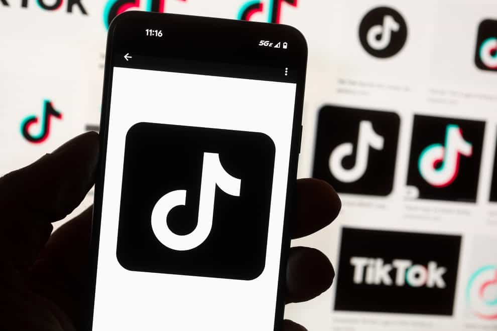The TikTok logo on a smartphone (Michael Dwyer/AP)