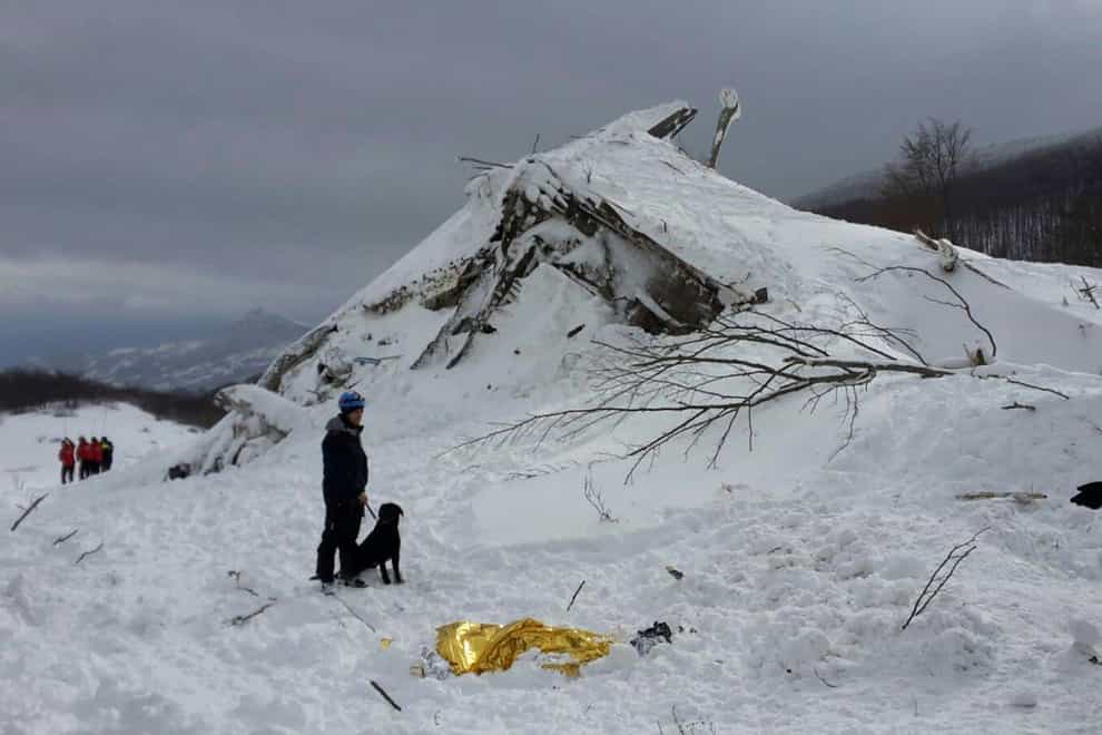 Guests and staff died when the Hotel Rigopiano was flattened by an avalanche (Corpo Nazionale Soccorso Alpino e Speleologico/The National Alpine Cliff and Cave Rescue Corps (CNSAS) via AP, File)