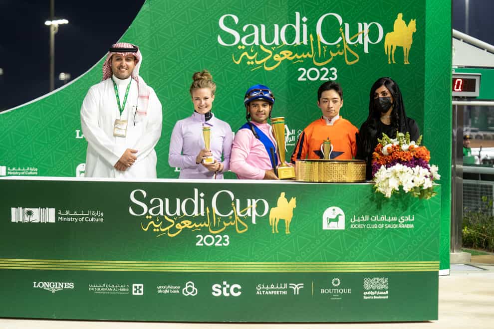 Joanna Mason (second left) finished third (Jockey Club of Saudi Arabia // Mathea Kelley)