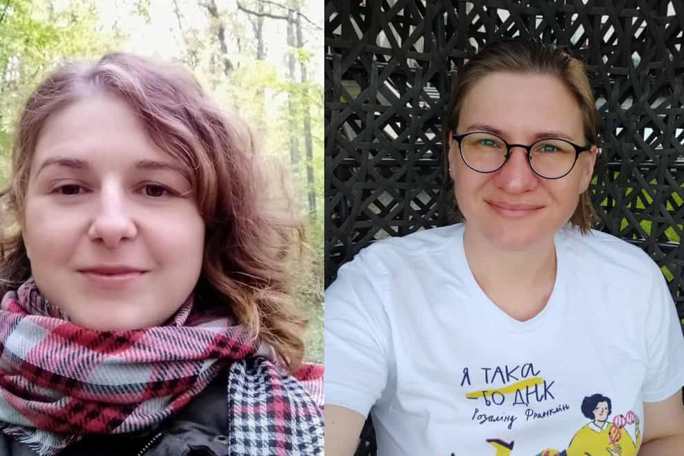 Olena Pareniuk (left) and Kataryna Shavanova are two Ukrainian scientists (Olena Pareniuk/Kateryna Shavanova/PA)