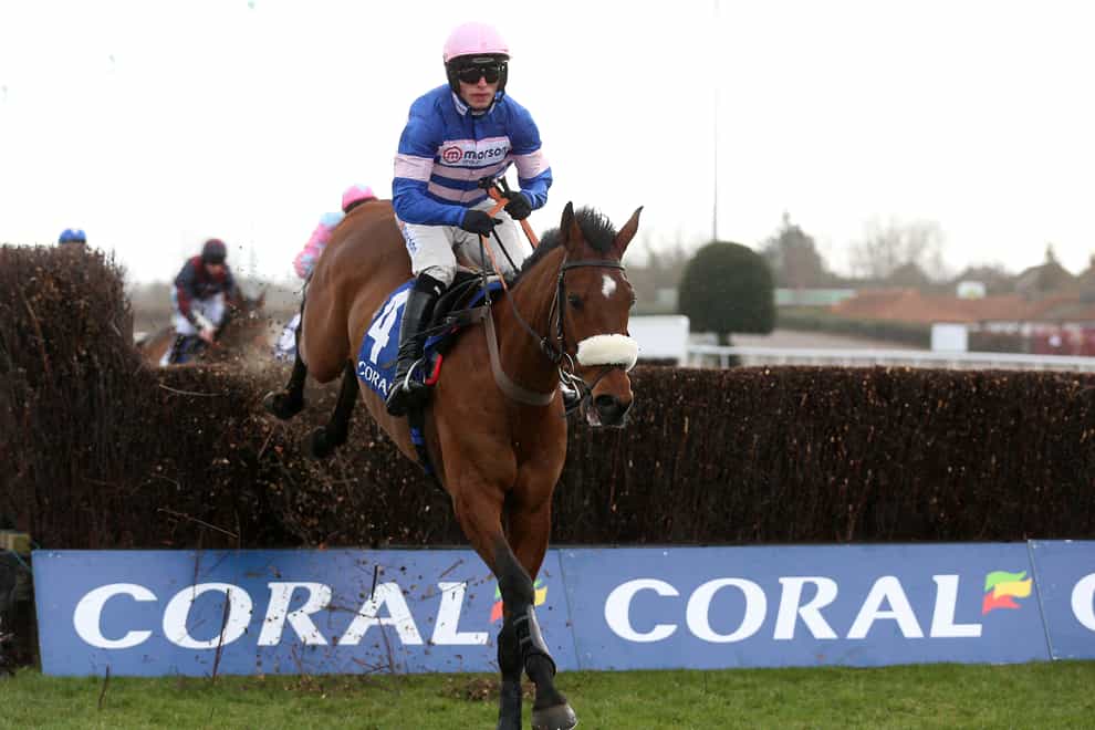 Solo on his way to winning the Pendil Novices’ Chase at Kempton (Nigel French/PA)