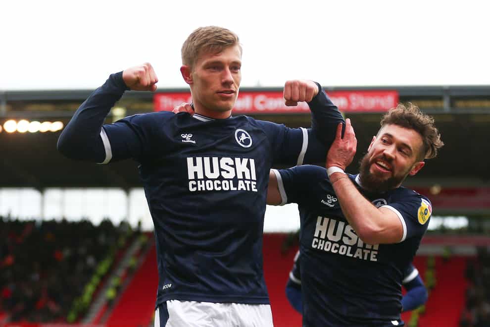 Millwall’s Zian Flemming (left) celebrates against Stoke (Tim Markland/PA).