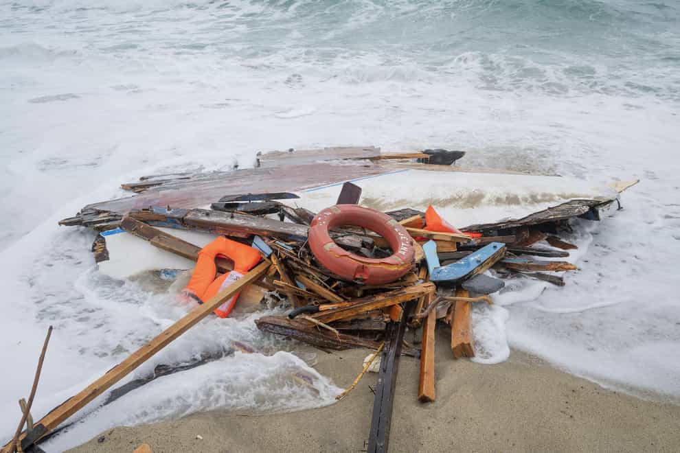 Debris from the shipwreck is washed ashore (Giovanni Isolino/LaPresse/AP)