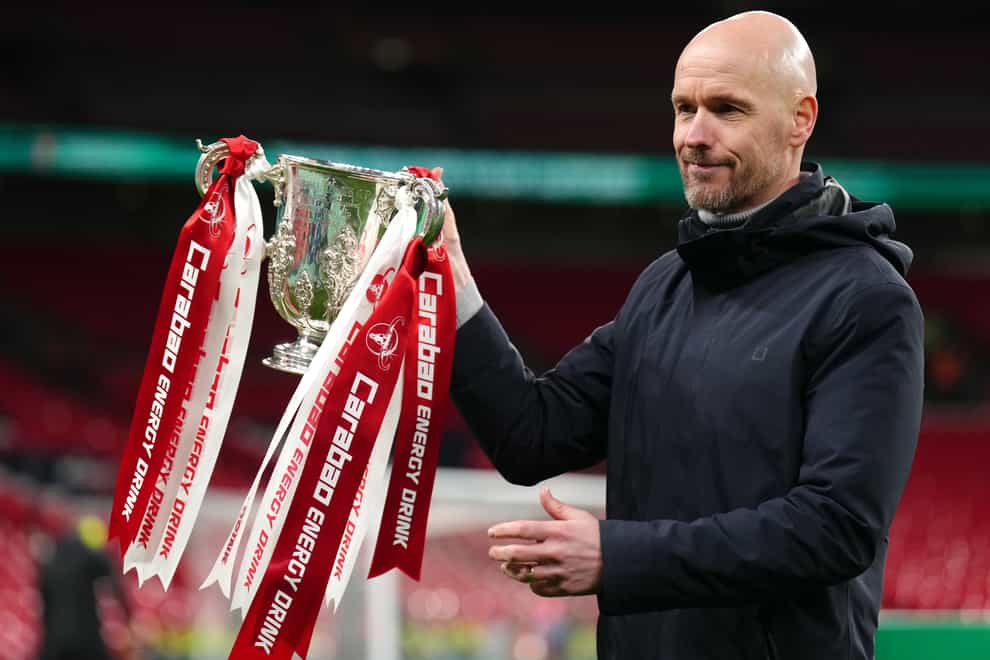Erik ten Hag’s celebrations are over as Manchester United turn focus to the FA Cup (John Walton/PA)