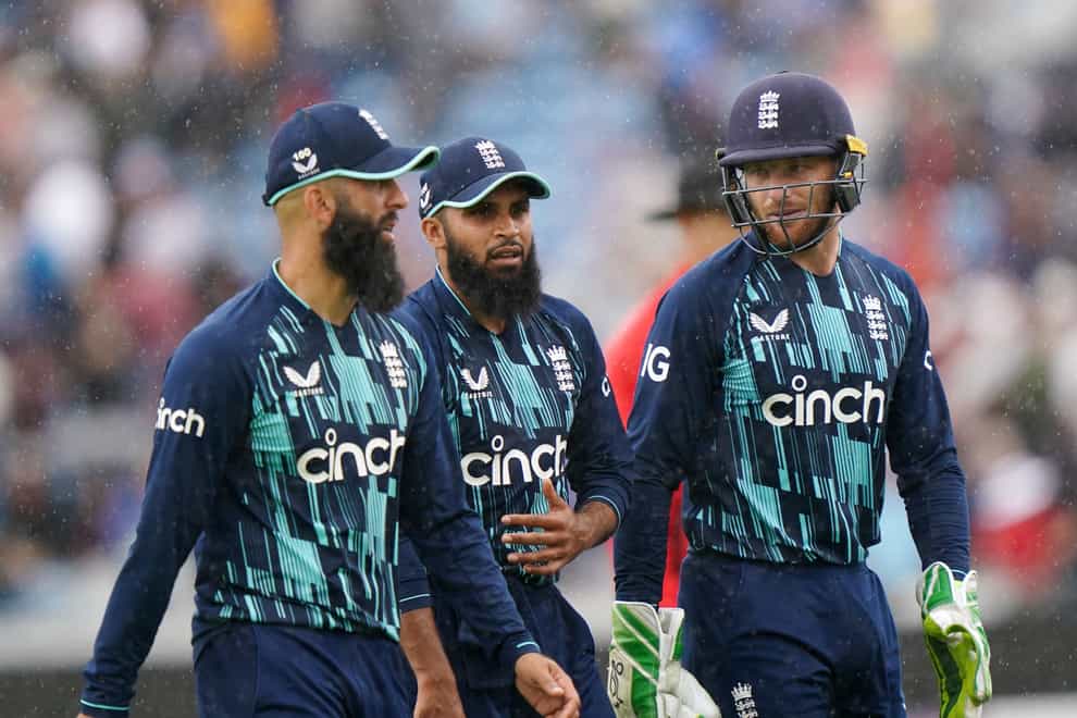 Moeen Ali, left, and Adil Rashid, centre, each took two wickets in Dhaka on Wednesday (Tim Goode/PA)