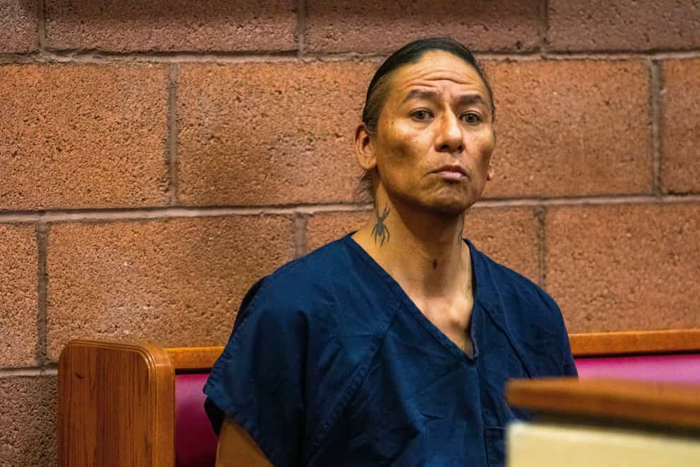 Nathan Chasing Horse sits in court in North Las Vegas (Ty O’Neil/AP)