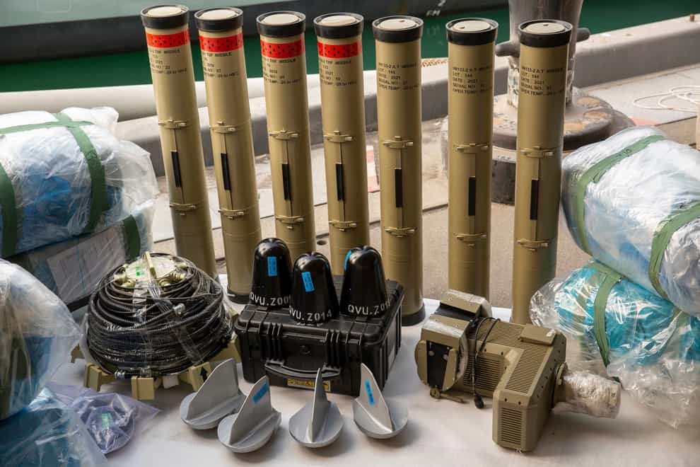 Anti-tank missiles and medium-range ballistic missile components were seized (Sgt Brandon Murphy/US Army via AP)