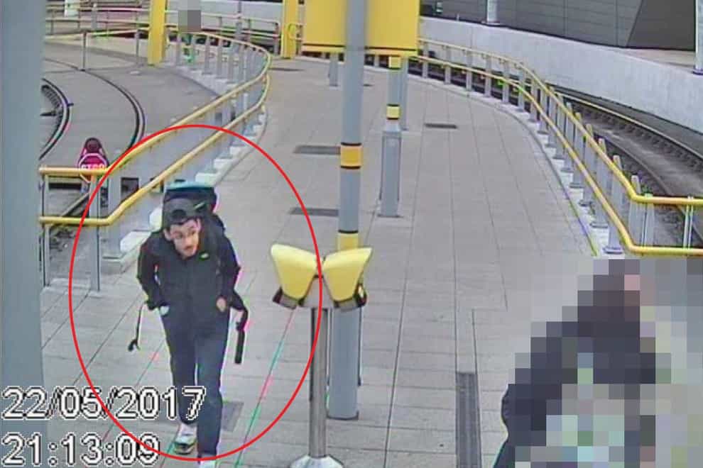 Handout file photo issued by Greater Manchester Police of the CCTV image of Salman Abedi at Victoria Station making his way to the Manchester Arena, on May 22, 2017, where he detonated his bomb. His brother Hashem Abedi is due to be sentenced for his part in the atrocity, more than three years after 22 people were murdered and hundreds of others were hurt.