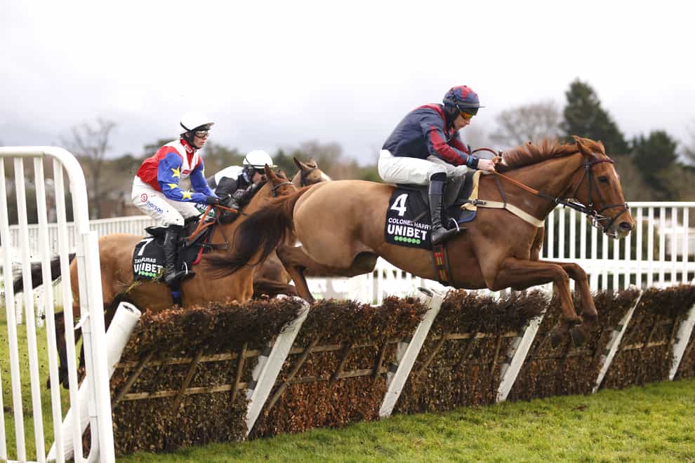 Colonel Harry ridden by jockey Gavin Sheehan in the Unibet Tolworth Novices’ Hurdle at Sandown Park, Surrey. Picture date: Saturday January 7, 2023. (Steven Paston/PA)
