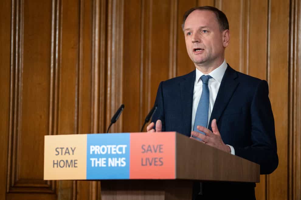Downing Street handout photo of chief executive officer of the NHS Simon Stevens holds a Digital Press Conference on Covid-19 in 10 Downing Street, London (10 Downing Street/Crown Copyright/PA)