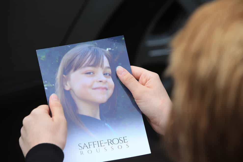 A leaflet which was handed out at the funeral service of Saffie Roussos (PA)