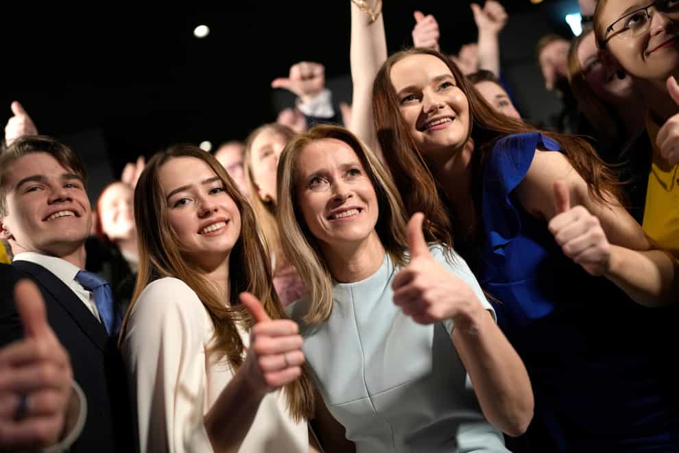 Members of the Reform Party and supporters of Prime Minister Kaja Kallas (AP)