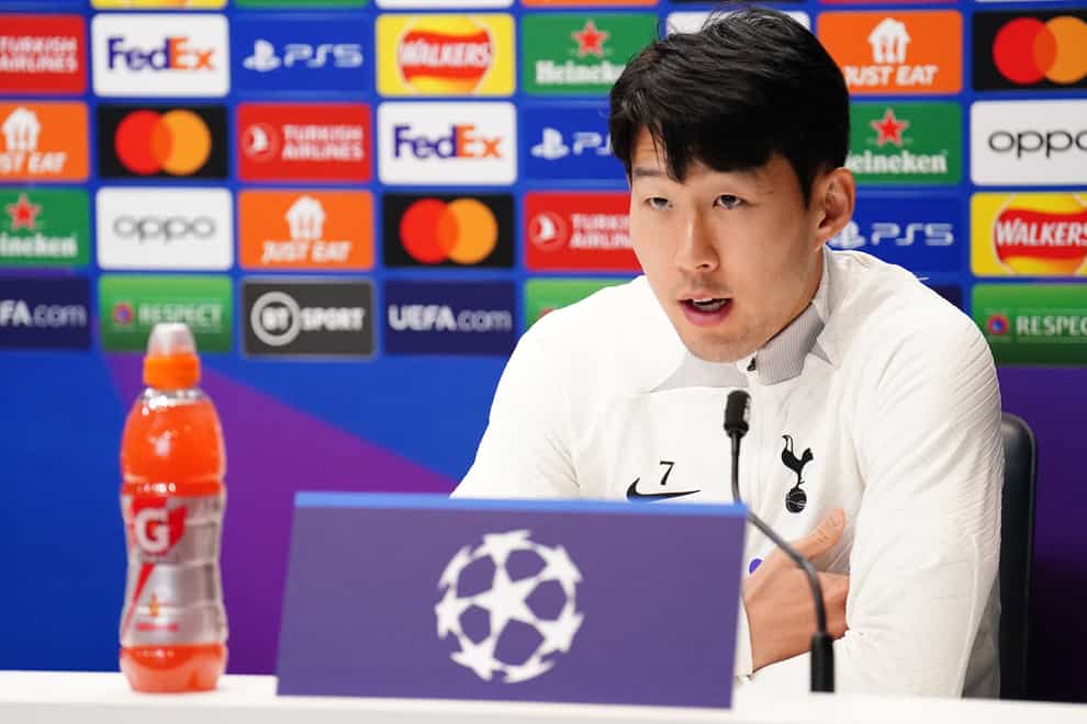 Son Heung-min will aim to help Tottenham reach the Champions League quarter-finals (Zac Goodwin/PA)