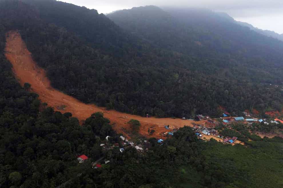 The village affected by landslide on Serasan Island, Natuna regency, Indonesia (BNPB/AP)