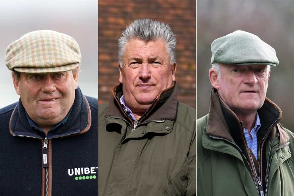Nicky Henderson (left), Paul Nicholls (centre) and Willie Mullins will all hope to be among the winners at the Cheltenham Festival (Adam Davy/Lorraine O’Sullivan/PA)