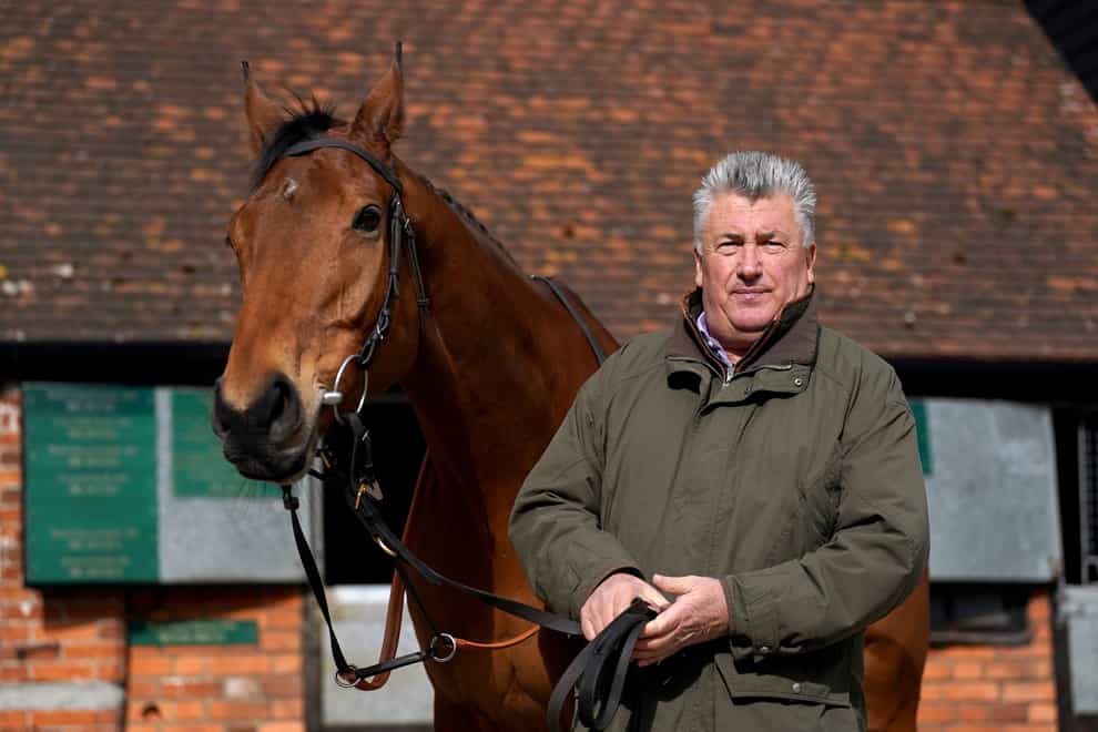 Bravemansgame with trainer Paul Nicholls during a visit to Manor Farm Stables, Somerset. Picture date: Monday February 27, 2023. (Adam Davy/PA)