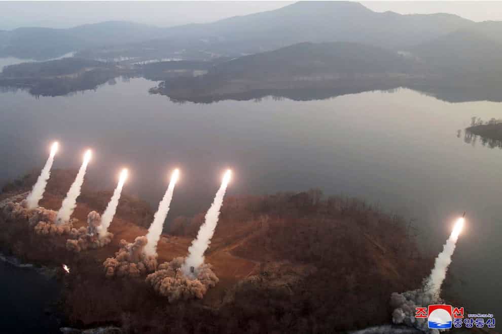 An artillery drill at an undisclosed location in North Korea (Korean Central News Agency/Korea News Service/AP)