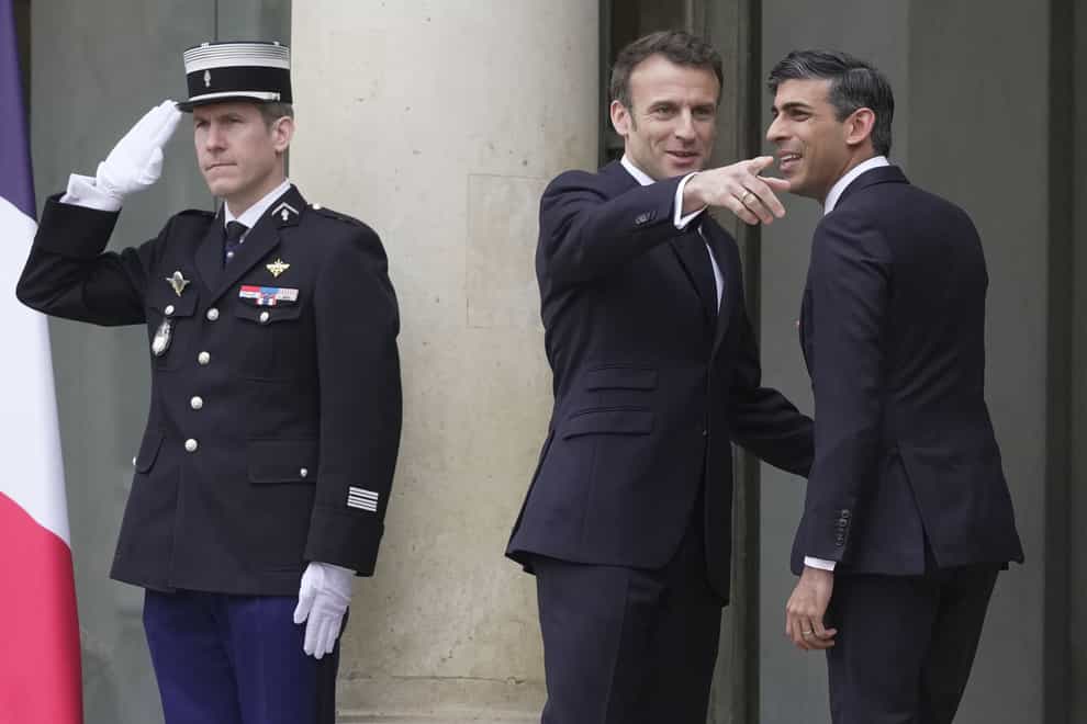 Prime Minister Rishi Sunak (right) meets President of France, Emmanuel Macron at the Elysee Palace during a visit to Paris as part of the first UK-France summit in five years (Kin Cheung/PA)