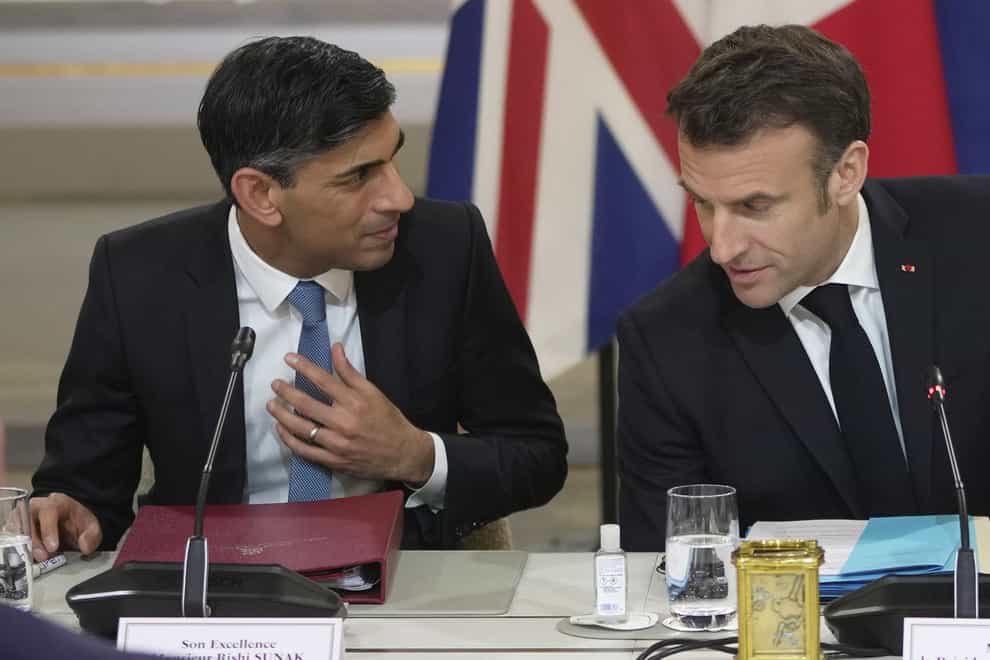 Rishi Sunak and Emmanuel Macron during the UK-France summit in in Paris (Kin Cheung/PA)