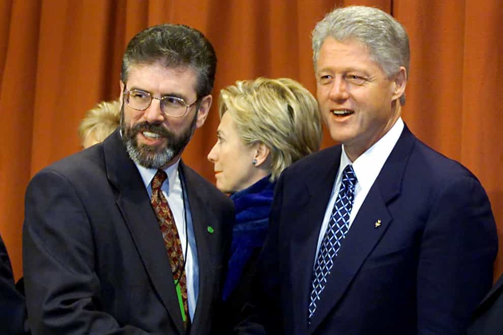 Bill Clinton greeting Gerry Adams (PA)