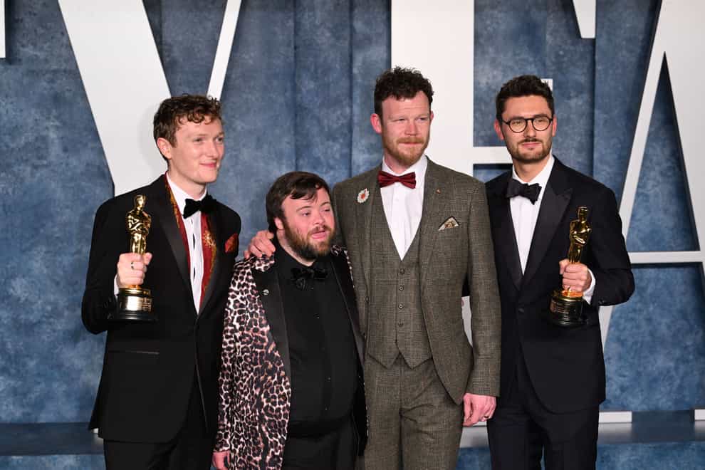 (Left to right) Ross White, James Martin, Seamus O’Hara and Tom Berkeley attending the Vanity Fair Oscar Party held at the Wallis Annenberg Center for the Performing Arts in Beverly Hills, Los Angeles, California, USA (Doug Peters/PA)